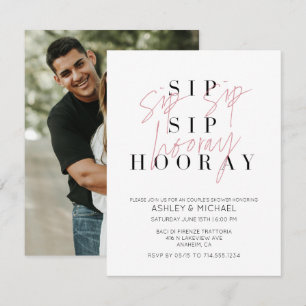 Sip Sip Hooray Schwarz-weißes Foto Couple Dusche Einladung
