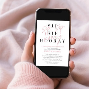 Sip Sip Hooray Simple Foto Virtual Polterabend Einladung