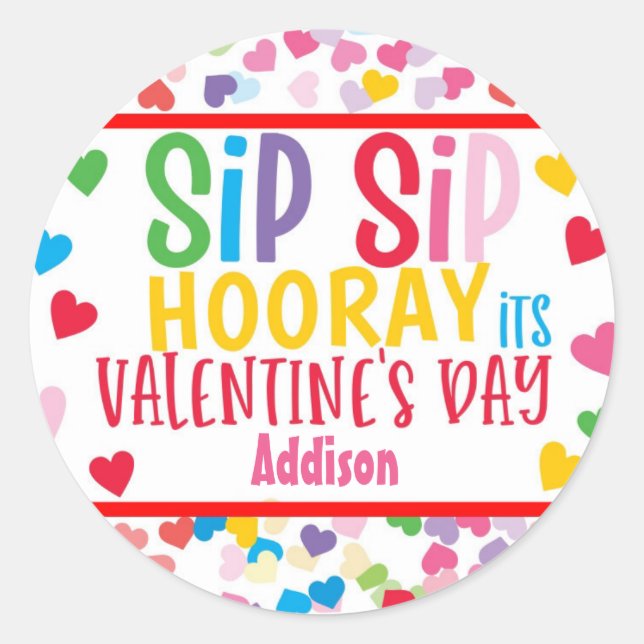 Sip SIp Hooray Strohvalentin zugunsten Round Gabe  Runder Aufkleber (Vorderseite)