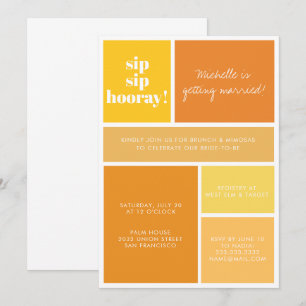 Sip Sip Hooray Yellow Orange Bridal Brunch Dusche Einladung