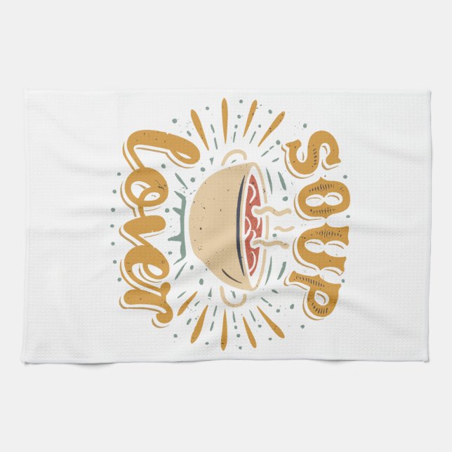 Sip, Slurp, Lächeln: Sup Lover's Geschenk Extravag Geschirrtuch (Horizontal)