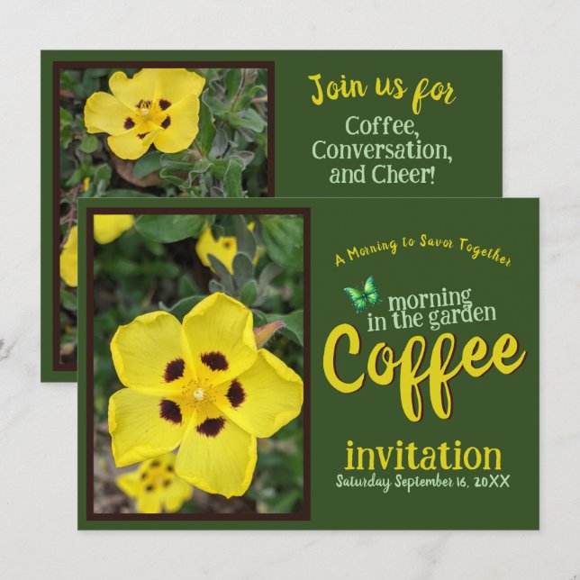 Sip Smile & Celebrate Kaffee Morgen im Garten Einladung (Vorne/Hinten)