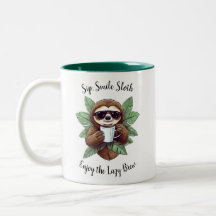 Sip Smile Sloth Funny Coffee Tasse