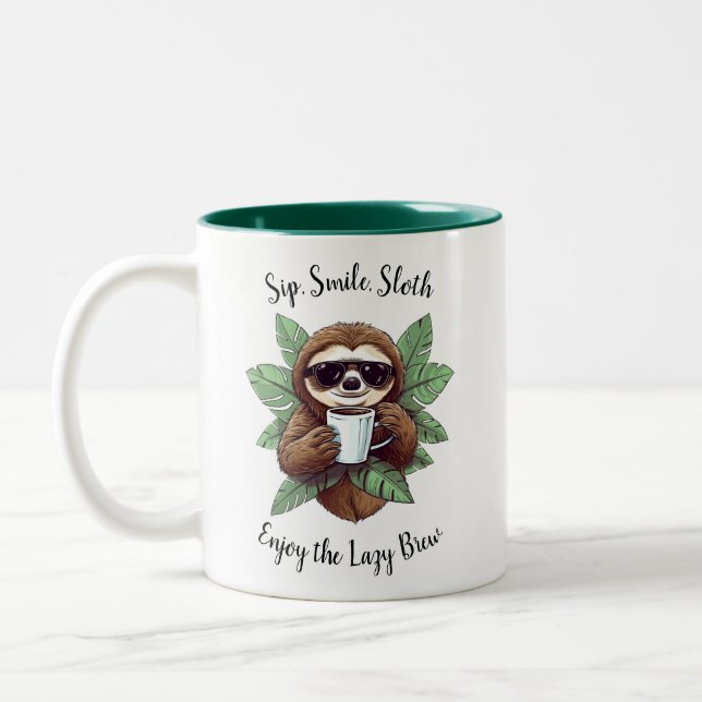 Sip Smile Sloth Funny Coffee Tasse (Links)