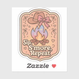 Sip, S'more, Repeat - Retro Camp Badge Aufkleber