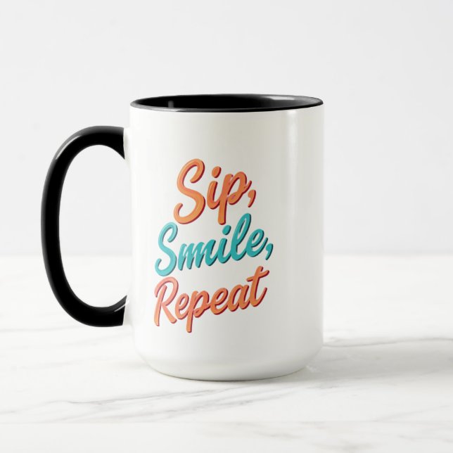 Sip, Sourire, Répéter - 15 oz Combo Mug (Gauche)