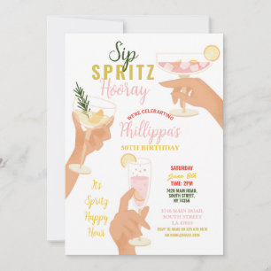 Sip Spritz Hooray Party Cocktails Getränke Geburts Einladung