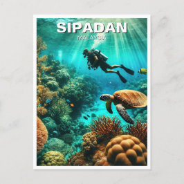 Sipadan Malaysia Scuba Diver Postkarte
