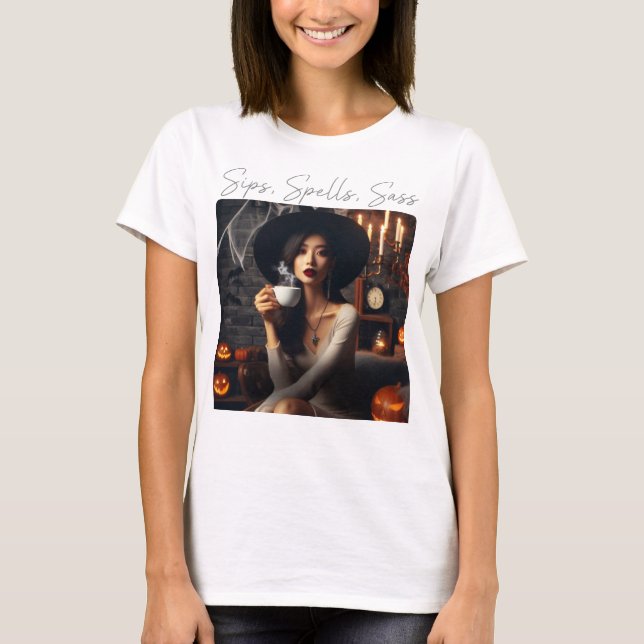 Sippen, Zauber, Sass - Chic Halloween-Kaffee T-Shirt (Vorderseite)