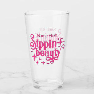 Sippin Beauty Pink Typografie Glas