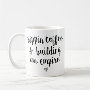 Sippin Kaffee u. Gebäude ein Reich Kaffeetasse