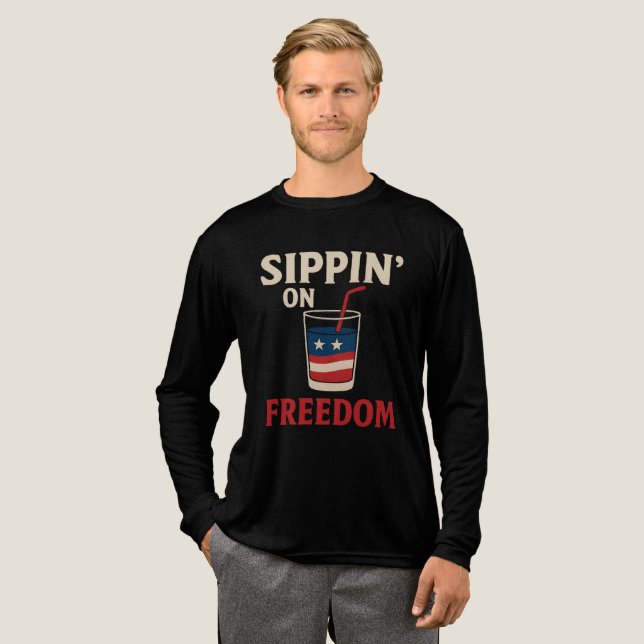 Sippin’ on Freedom – Patriotic 4th of July T-Shirt Tri-Blend Shirt (Volle Vorderseite)
