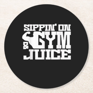 Sippin on Gym Juice - Mens Workout Shirts Funny Runder Pappuntersetzer