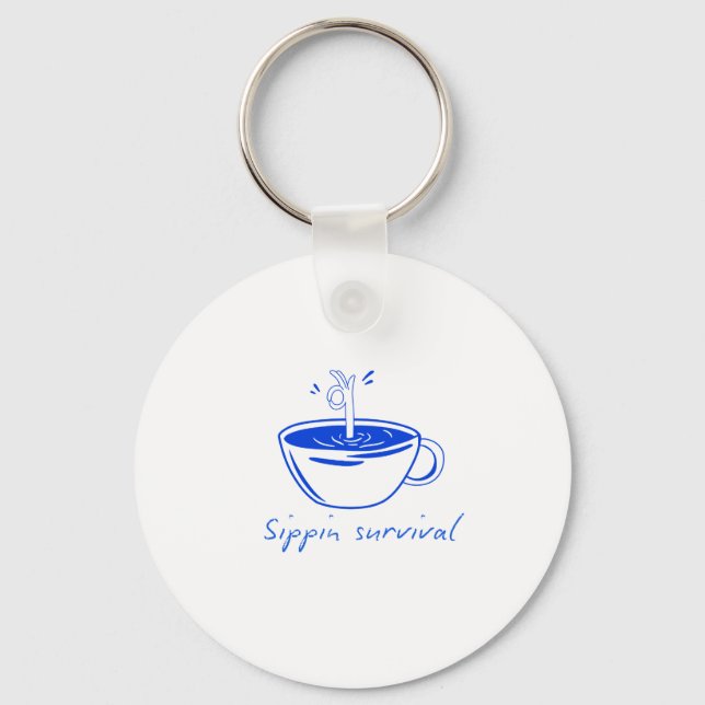 Sippin Survival" Minimalist Coffee Graphic Tee  Schlüsselanhänger (Vorderseite)