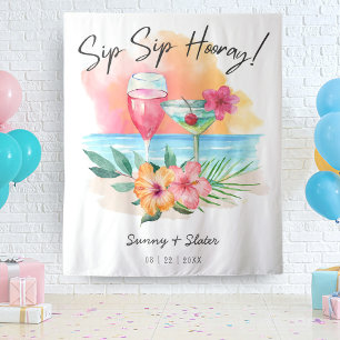Sippin' Tropical Beach Cocktails Dusche Wandteppich