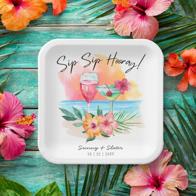 Sippin' | Tropical Beach Sip Hooray Pappteller (Von Creator hochgeladen)