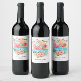 Sippin' | Tropical Beach Sip Hooray Weinetikett