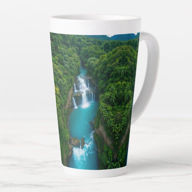 "Sips by Falls - Tropischer Wasserfall Milchtasse (Rechte Ecke)