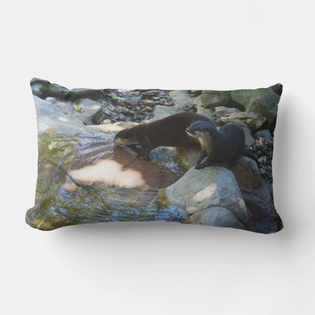 **"Sips by the Stream: Otters Drinks vom Fluss Lendenkissen (Vorderseite)