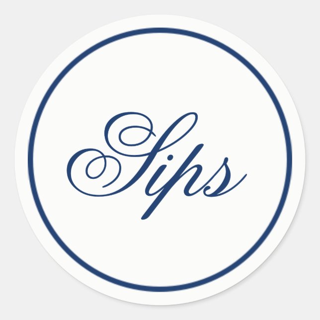 "Sips"-Gastgeschenk Hochzeit und Begrüßungsbeutel- Runder Aufkleber (Vorderseite)