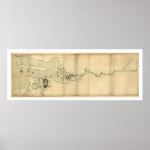 Sir Collyers Fleet auf Penobscot Fluss-Karte - Poster