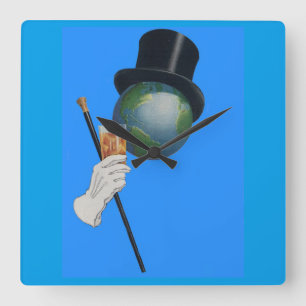 Sir Earth hat einen Cocktail Quadratische Wanduhr