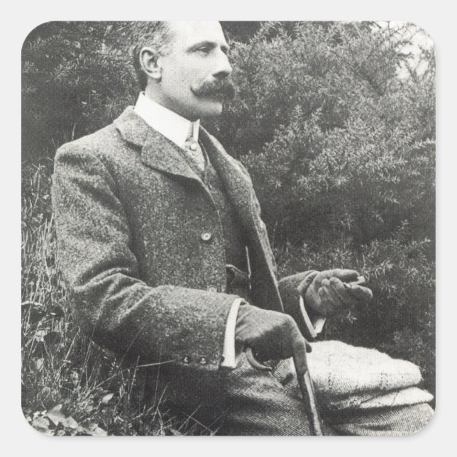 Sir Edward Elgar Quadratischer Aufkleber (Vorderseite)
