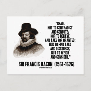 Sir Francis Bacon liest Zitat abwägen Postkarte