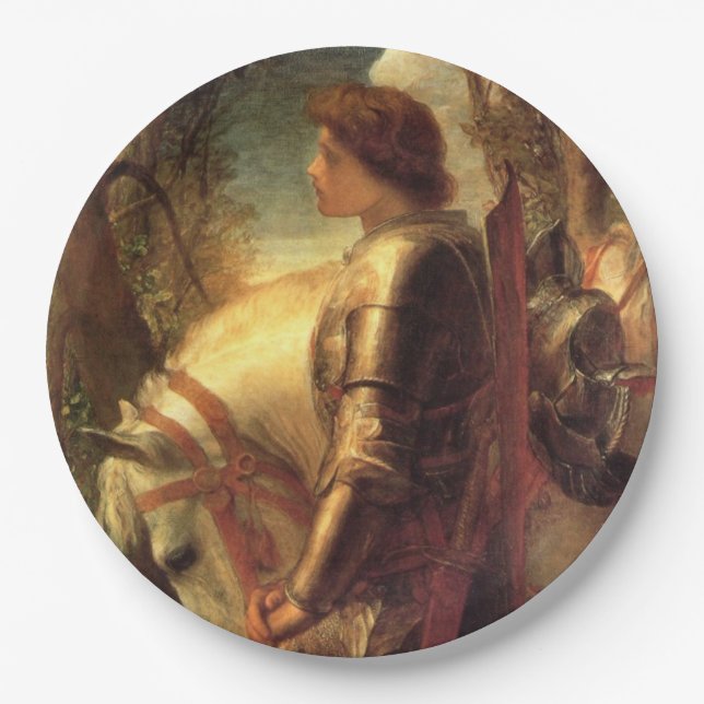 Sir Galahad (Arthurischer Ritter des Runden Tische Pappteller (Vorderseite)