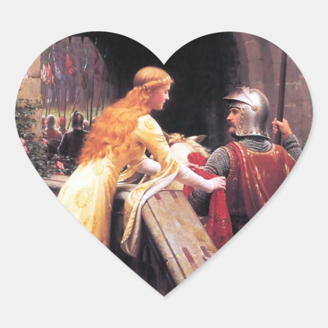 Sir Lancelot und Guinevere auf den Treppen Herz-Aufkleber (Vorderseite)
