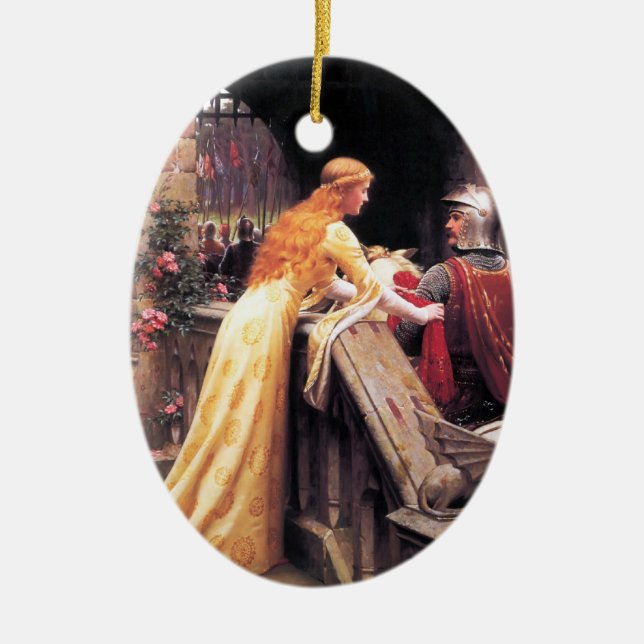 Sir Lancelot und Guinevere auf den Treppen Keramikornament (Vorne)