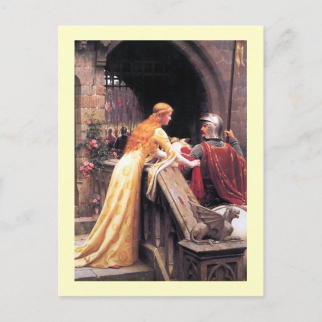 Sir Lancelot und Guinevere auf den Treppen Postkarte (Vorderseite)