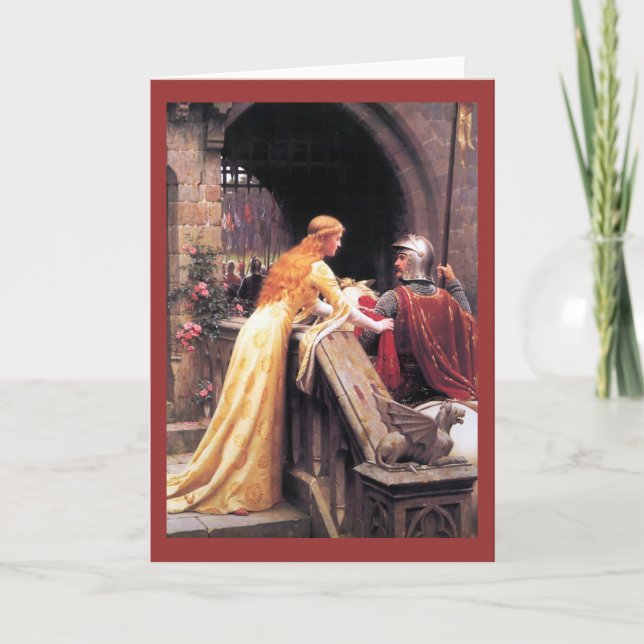 Sir Lancelot und Guinevere auf der Treppe Karte (Vorderseite)
