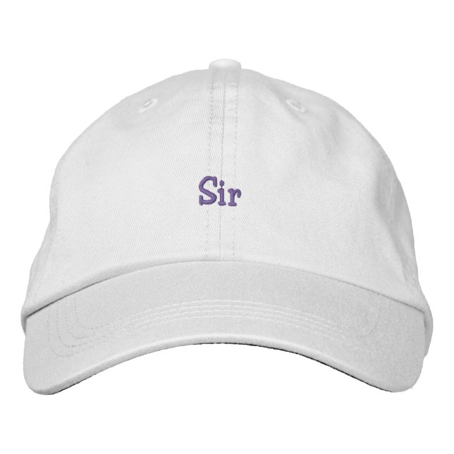 Sir Printed Custom Cap Text White Eleganhat Bestickte Baseballkappe (Vorderseite)