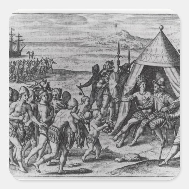 Sir Walter Raleigh Quadratischer Aufkleber (Vorderseite)