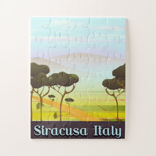 Siracusa Italien Landschaft Reiseplakat. (Vertikal)
