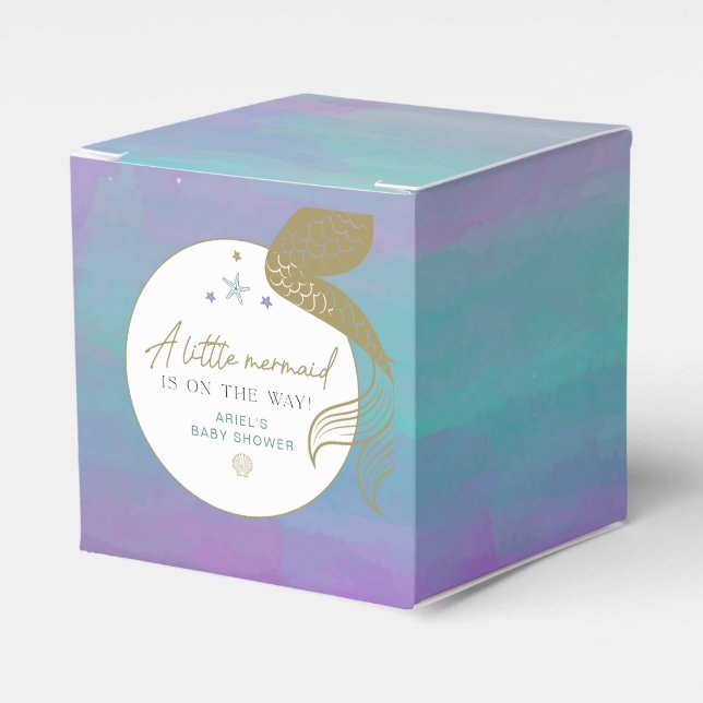 SIREN Lila Gold Meerjungfrau Ocean Sea Babydusche Geschenkschachtel (Vorderseite)
