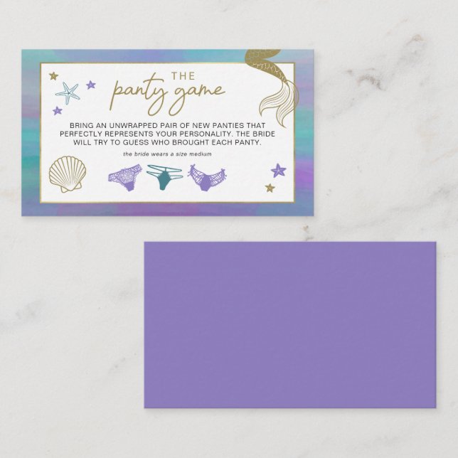 SIREN Mermaid Beach Bachelorette Panty Game Card Platzkarte (Vorne/Hinten)