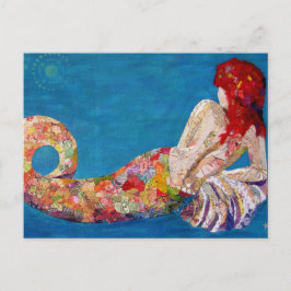 Siren Sister - Meerjungfrau Collage Art Postkarte