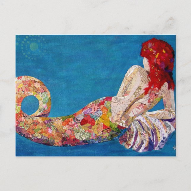 Siren Sister - Meerjungfrau Collage Art Postkarte (Vorderseite)
