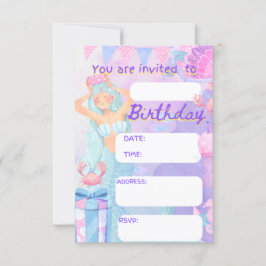 sirena, mairmade, Geburtstagsmädchen Party Einladu Einladung