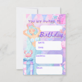 sirena, mairmade, Geburtstagsmädchen Party Einladu Einladung