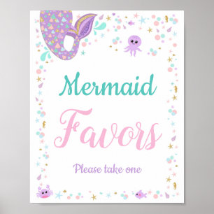 Sirène Anniversaire Faveurs Baby shower Affiche