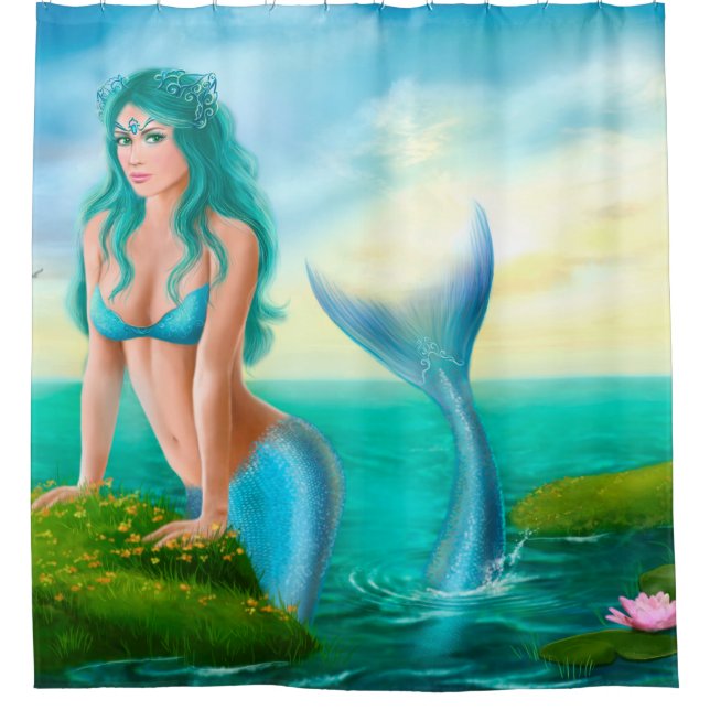 Sirène Ariel de rideau en douche en mer (Devant)