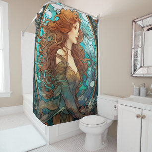 Sirène Art Nouveau Style Douche rideau