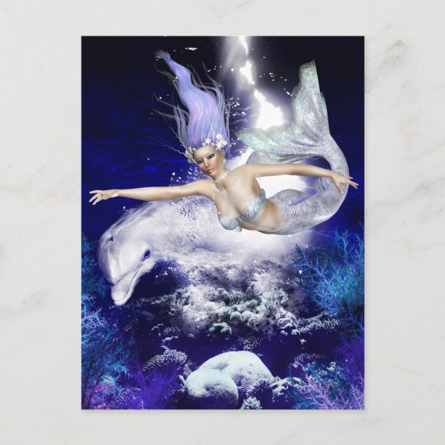 Sirène avec carte postale Dolphin (Devant)