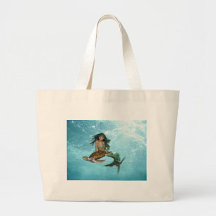 Sirène avec le sac fourre-tout à budget de tortue