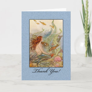 Sirène - Carte de remerciements rétro de sirène vi