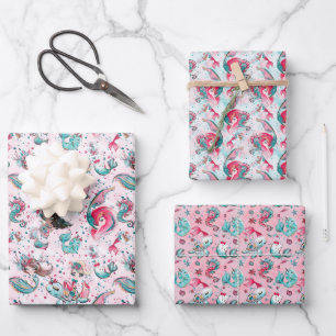 Sirène de Noël & Amis Enveloppant des feuilles de