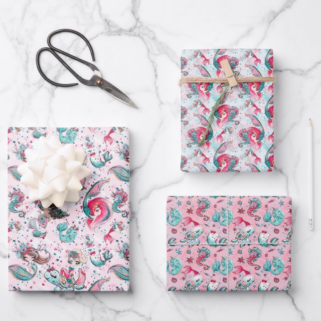 Sirène de Noël & Amis Enveloppant des feuilles de  (Recto)